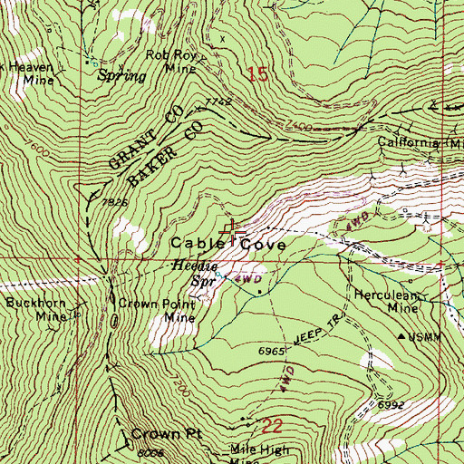 Topographic Map of Cable Cove, OR