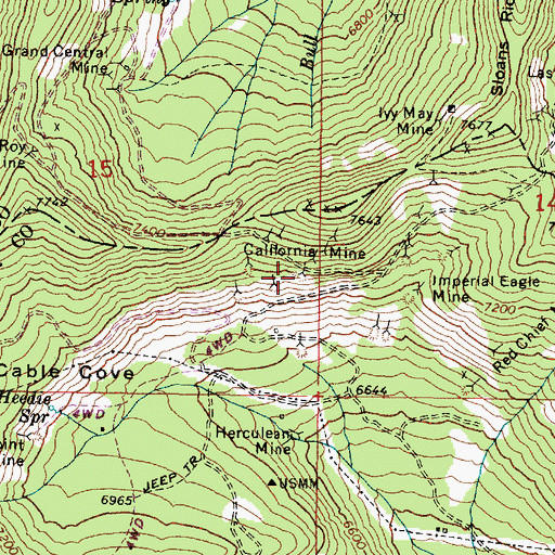 Topographic Map of California Mine, OR