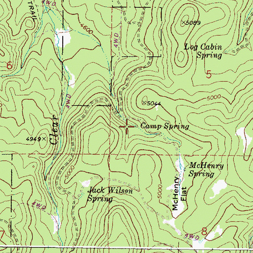 Topographic Map of Camp Spring, OR