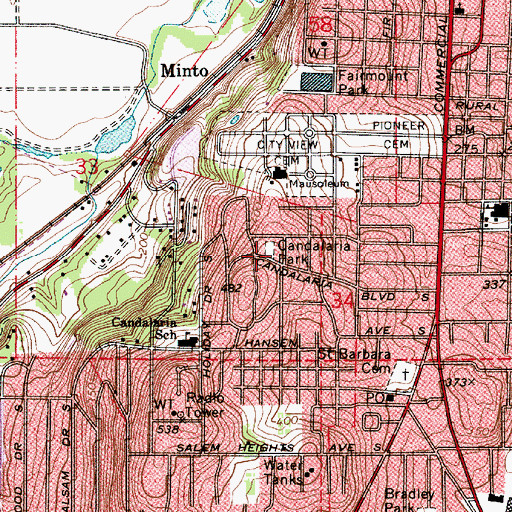 Topographic Map of Candalaria Park, OR