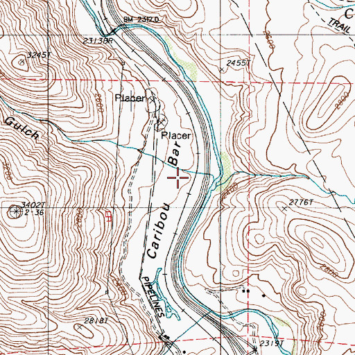 Topographic Map of Caribou Bar, OR