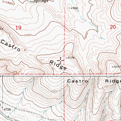 Topographic Map of Castro Ridge, OR
