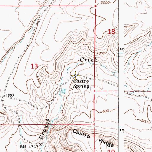 Topographic Map of Castro Spring, OR