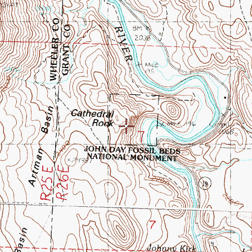 Topographic Map of Cathedral Rock, OR
