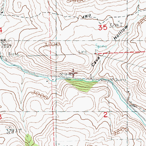 Topographic Map of Cave Hollow, OR