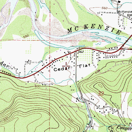 Topographic Map of Cedar Flat, OR