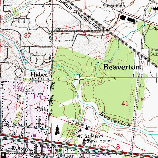 Topographic Map of Cedar Mill Creek, OR