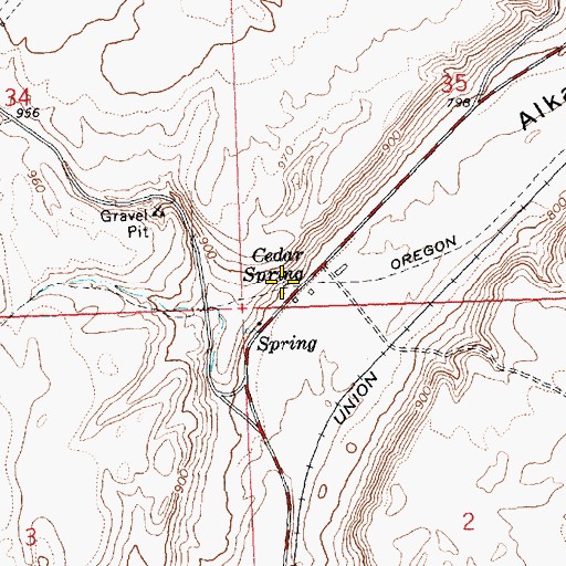 Topographic Map of Cedar Spring, OR