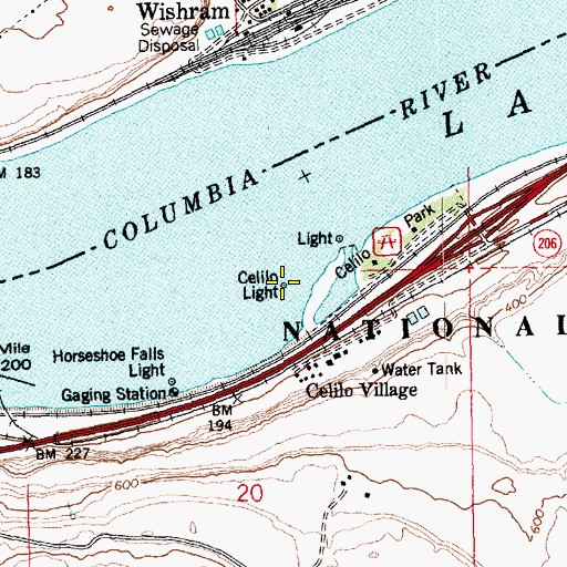 Topographic Map of Celilo Light, OR