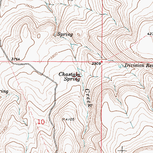 Topographic Map of Chastain Spring, OR