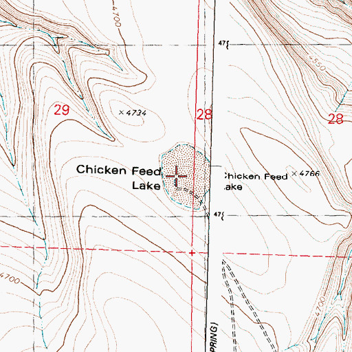 Topographic Map of Chicken Feed Lake, OR