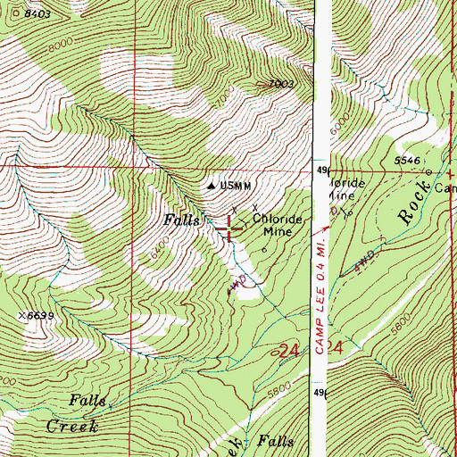 Topographic Map of Chloride Mine, OR