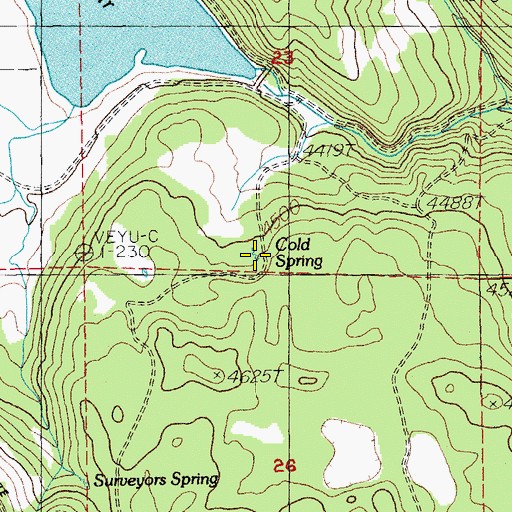 Topographic Map of Cold Spring, OR