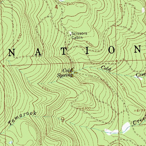 Topographic Map of Cold Spring, OR