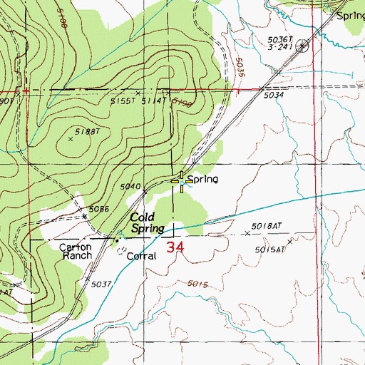 Topographic Map of Cold Spring, OR