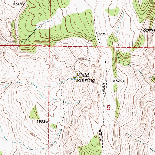 Topographic Map of Cold Spring, OR