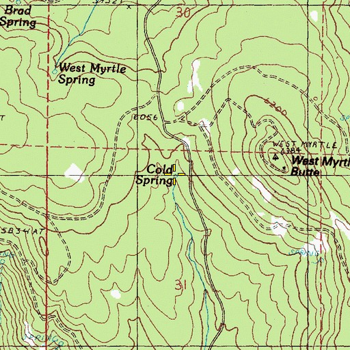 Topographic Map of Cold Spring, OR
