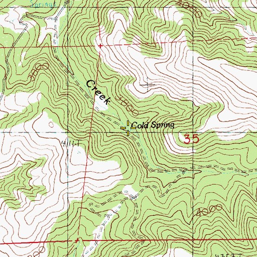 Topographic Map of Cold Spring, OR