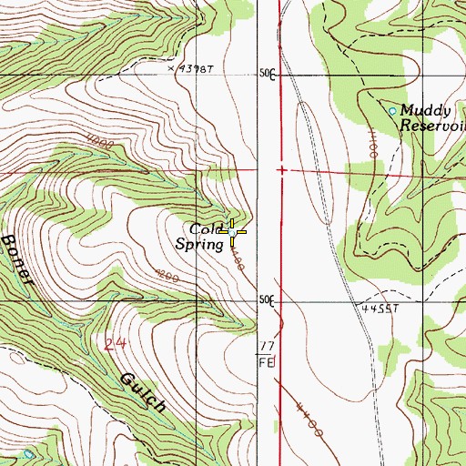 Topographic Map of Cold Spring, OR