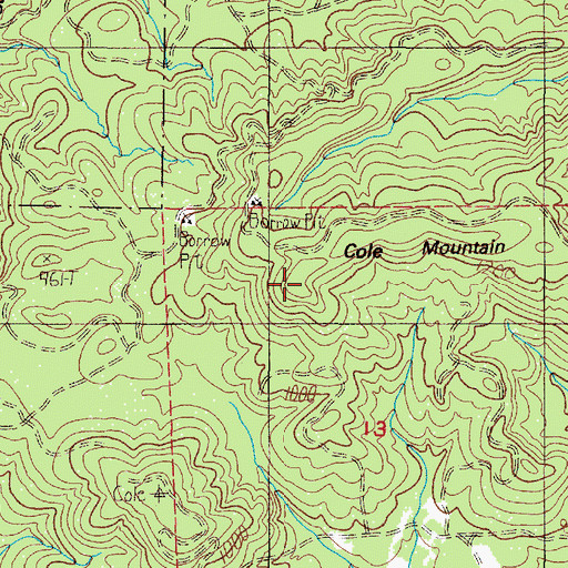 Topographic Map of Cole Mountain, OR