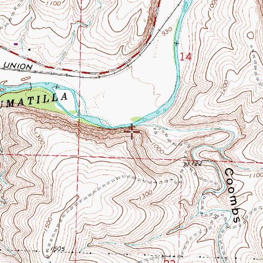 Topographic Map of Coombs Canyon, OR