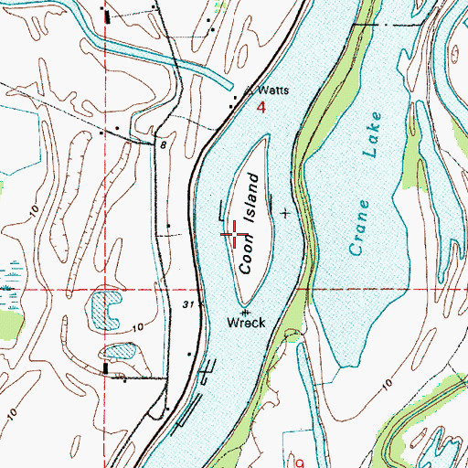 Topographic Map of Coon Island, OR