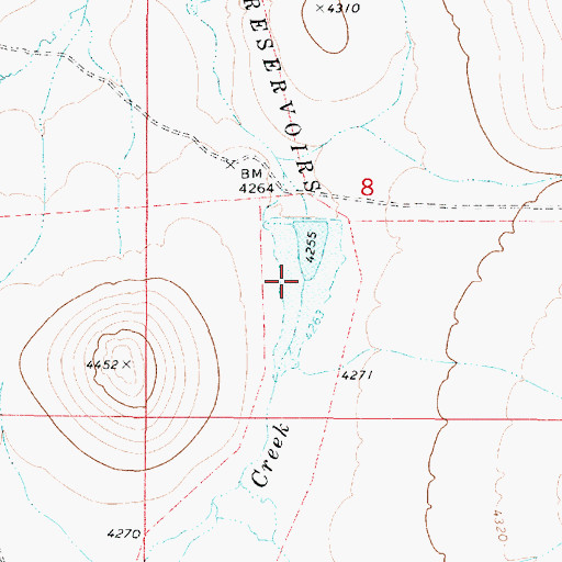 Topographic Map of Copeland Reservoirs, OR