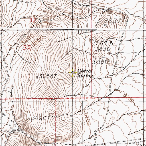 Topographic Map of Corral Spring, OR