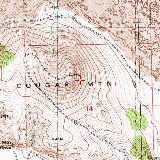 Topographic Map of Cougar Mountain, OR