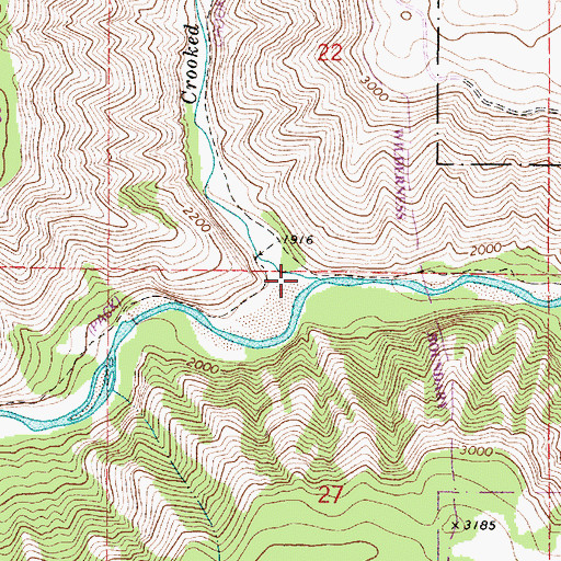 Topographic Map of Crooked Creek, OR