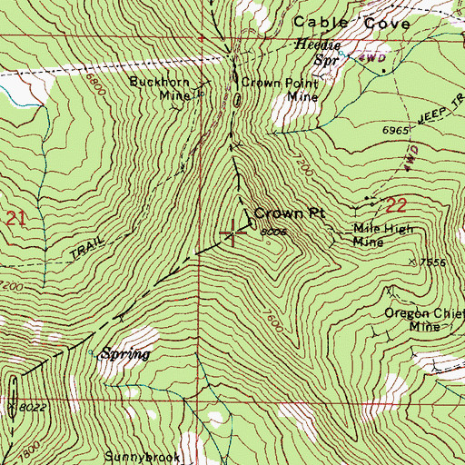 Topographic Map of Crown Point, OR