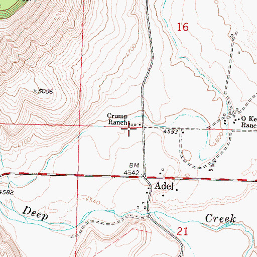 Topographic Map of Crump Ranch, OR