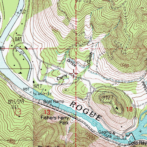 Topographic Map of Curry Gulch, OR