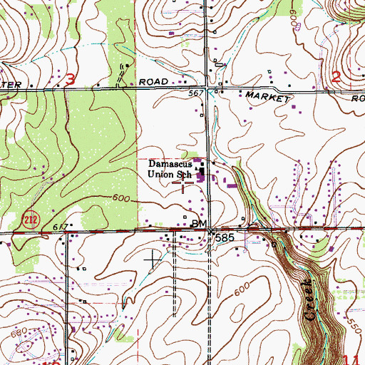 Topographic Map of Damascus Middle School, OR