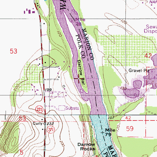 Topographic Map of Darrow Bar, OR