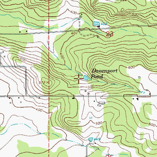 Topographic Map of Davenport Pond, OR
