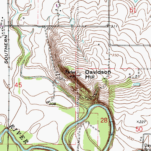 Topographic Map of Davidson Hill, OR