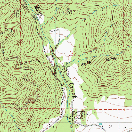 Topographic Map of Davies Gulch, OR