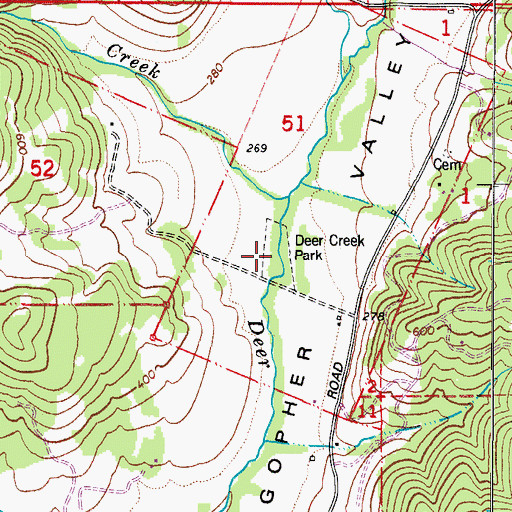 Topographic Map of Deer Creek County Park, OR
