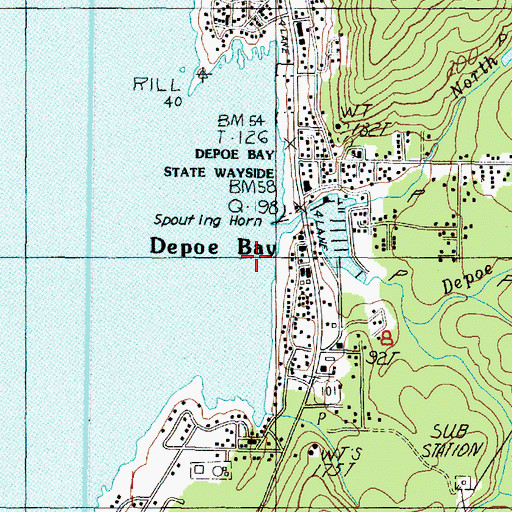 Topographic Map of Depoe Bay, OR