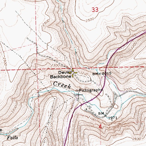 Topographic Map of Devils Backbone, OR