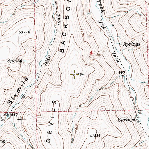 Topographic Map of Devils Backbone, OR