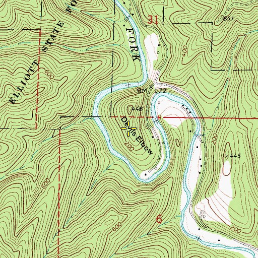 Topographic Map of Devils Elbow, OR