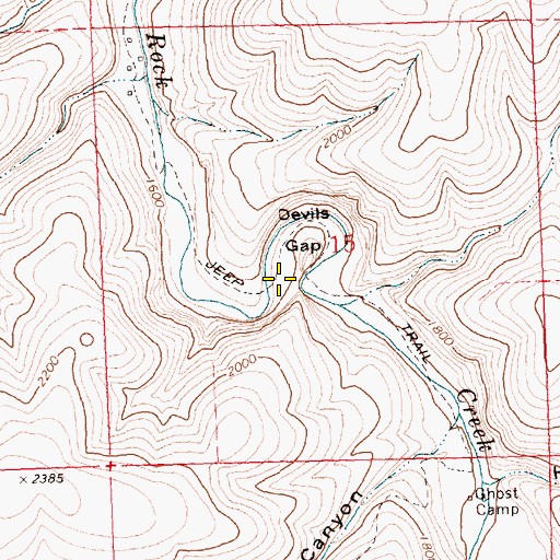 Topographic Map of Devils Gap, OR