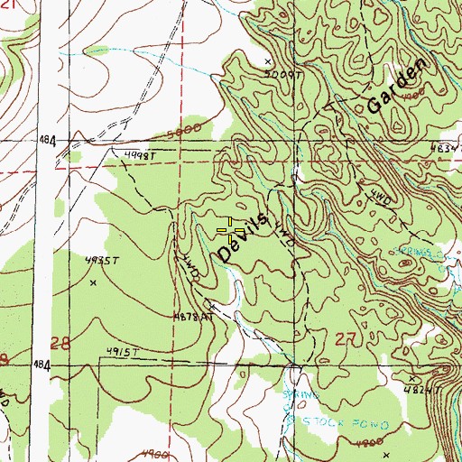 Topographic Map of Devils Garden, OR
