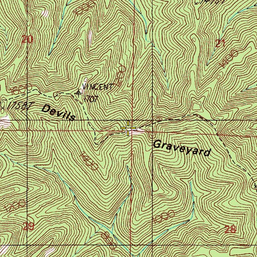 Topographic Map of Devils Graveyard, OR