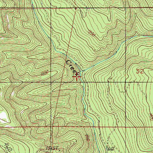Topographic Map of Doe Creek, OR