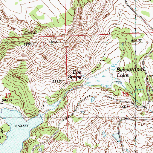 Topographic Map of Doe Spring, OR