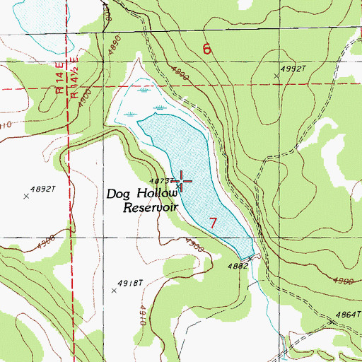 Topographic Map of Dog Hollow Reservoir, OR