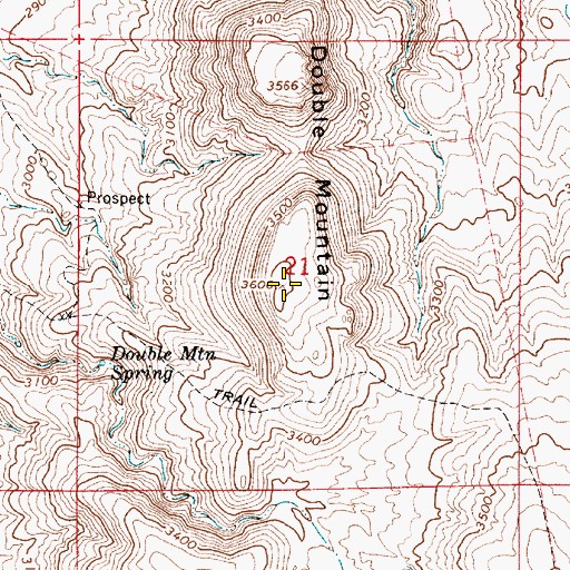 Topographic Map of Double Mountain, OR